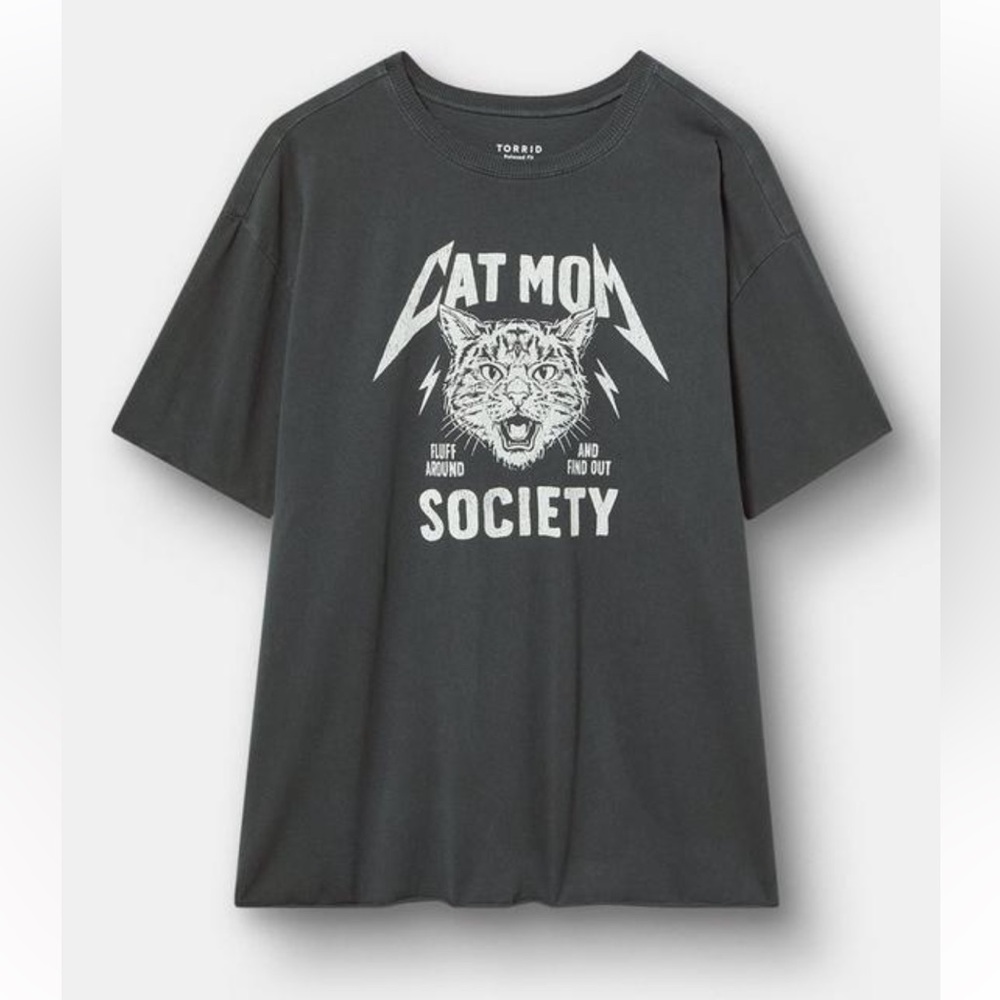NWT Torrid relaxed fit Cat Mom Society tee size 1 1x 14 16 2 3